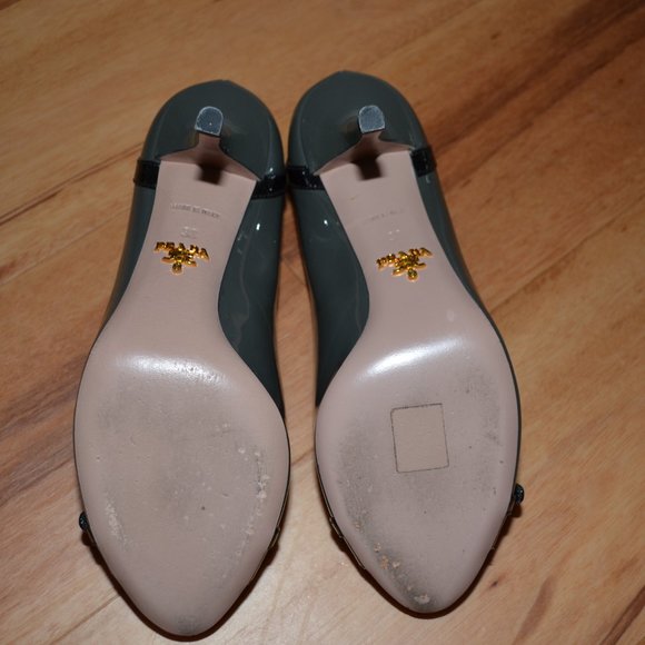 Prada Calzature Donna Patent leather Nebbia Gray Peep Toe Pumps Italy - Picture 11 of 15